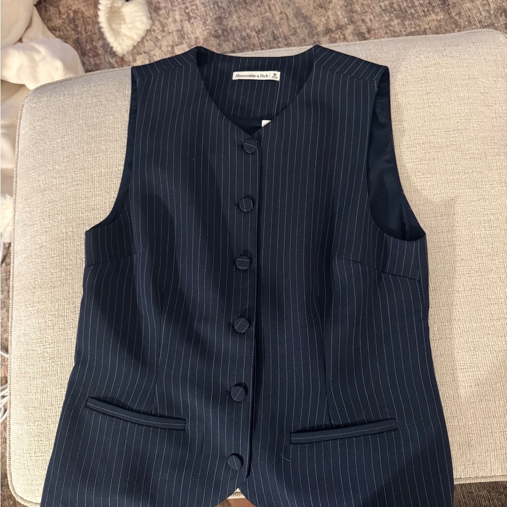 Abercrombie & Fitch Dark Blue Pinstripe Vest